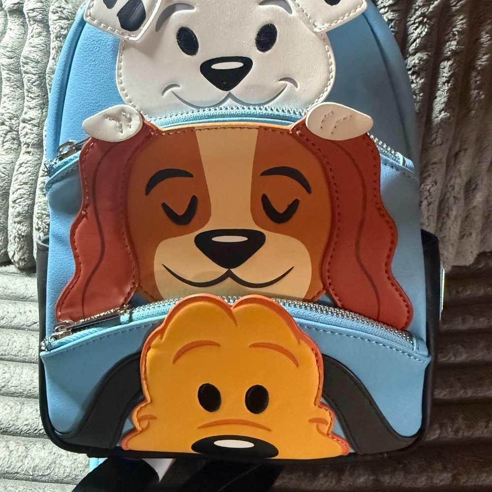 Disney Parks Dogs LoungeFly -Cute Blue and Brown Dog-Themed Backpack